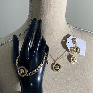 3pc Lion Medallion Jewelry Set